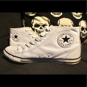 RARE Leather Dainty Mid White Leather Converse